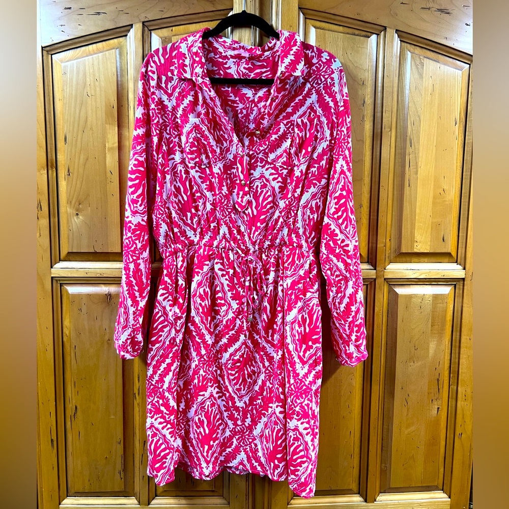 Lilly Pulitzer Womens Red Doreen Island Coral Reef Madness Dress Size 12